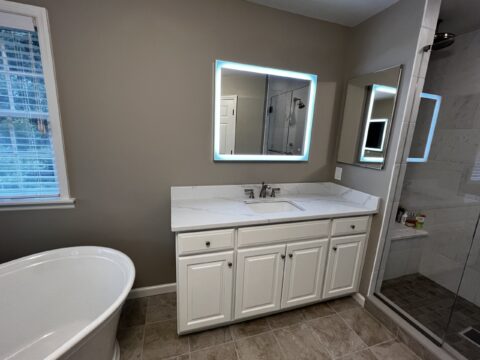 Bathroom Remodel in Cross River, NY: Freestanding Tub Under Windows by Gerety Building & Remodeling, photo 5