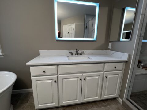 Bathroom Remodel in Cross River, NY: Freestanding Tub Under Windows by Gerety Building & Remodeling, photo 6